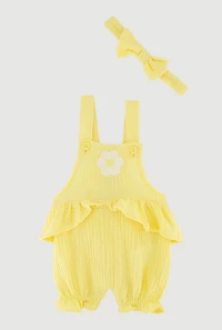 Baby Girls 0-9M Daisy Detail Sleeveless Romper with Headband