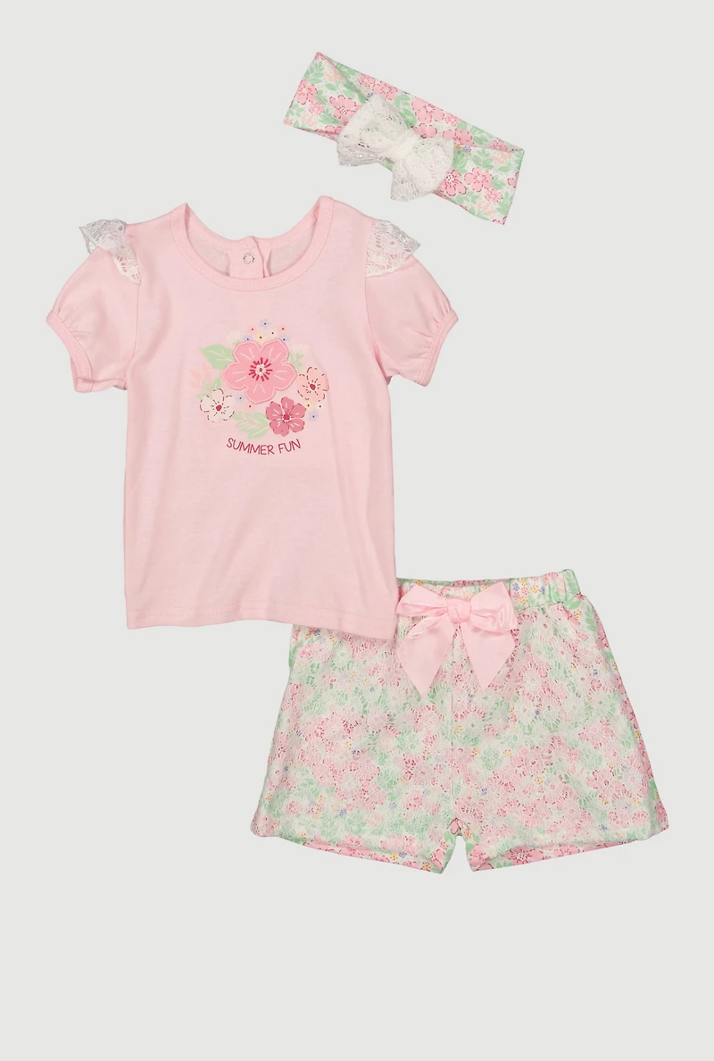 Baby Girls 12-24M Summer Fun Top and Shorts Set