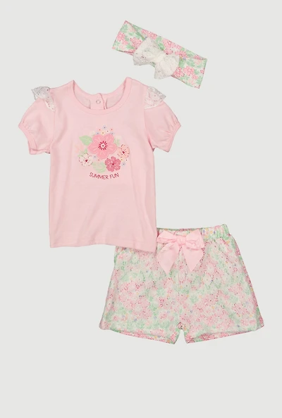 Baby Girls 12-24M Summer Fun Top and Shorts Set
