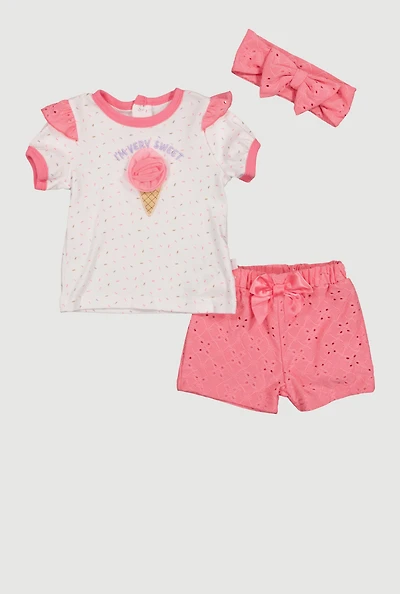 Baby Girls 12-24M Im Very Sweet Top and Shorts Set
