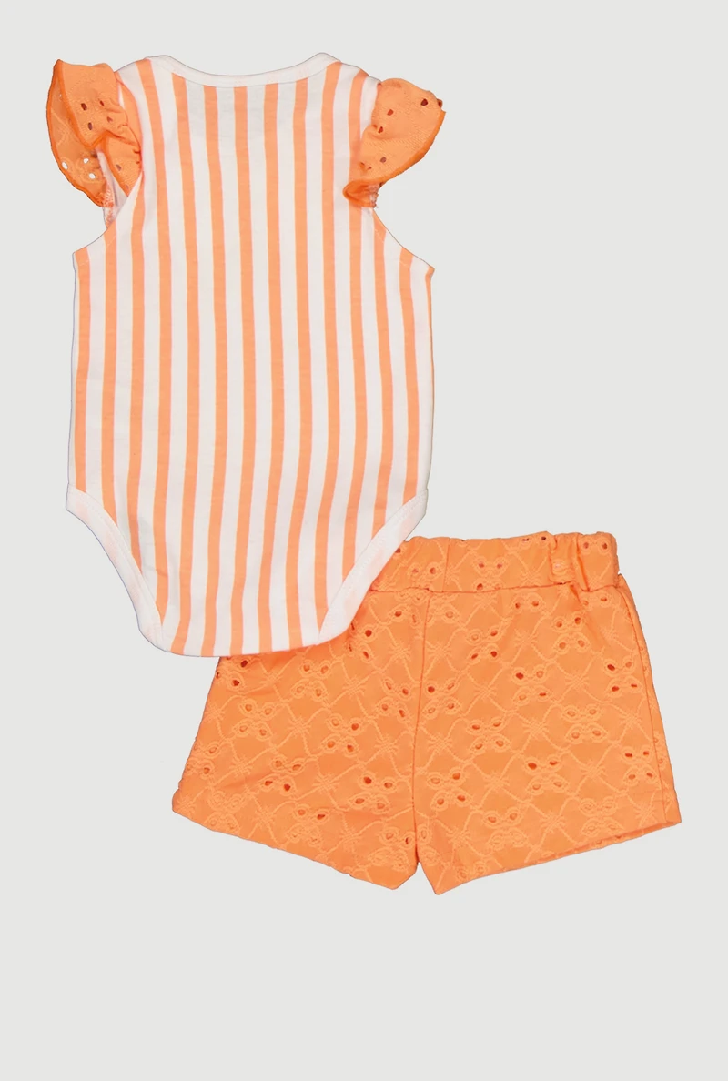 Baby Girls 0-9M Cherry Striped Bodysuit and Shorts Set