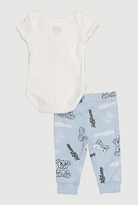 Baby Boys 0-9M Handsome Bear Bodysuit and Joggers with Beanie