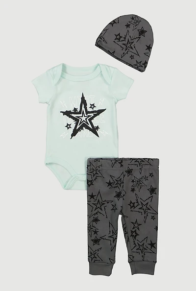 Baby Boys 0-9M Mini Trouble Maker Bodysuit and Joggers with Beanie