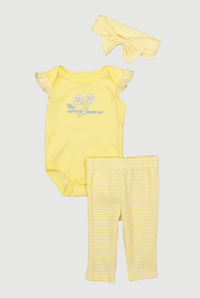 Baby Girls 0-9M My Mommy Loves Me Bodysuit and Leggings with Headband