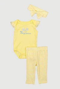 Baby Girls 0-9M My Mommy Loves Me Bodysuit and Leggings with Headband