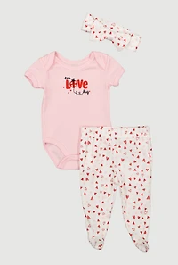 Baby Girls 0-9M Little Love Bug Bodysuit and Footed Pants Set
