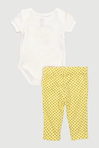 Baby Girls 0-9M Bee Graphic Bodysuit and Pants with Headband