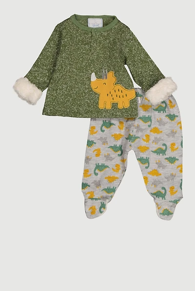 Baby Boys 0-9M Dinosaur Graphic Top and Footed Pants