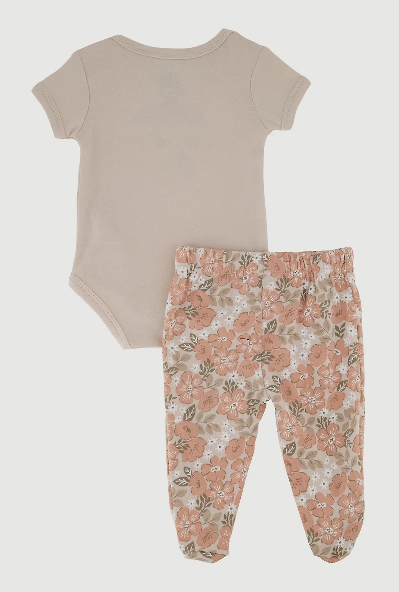 Baby Girls 0-9M More Hugs Please Bodysuit and Footed Pants