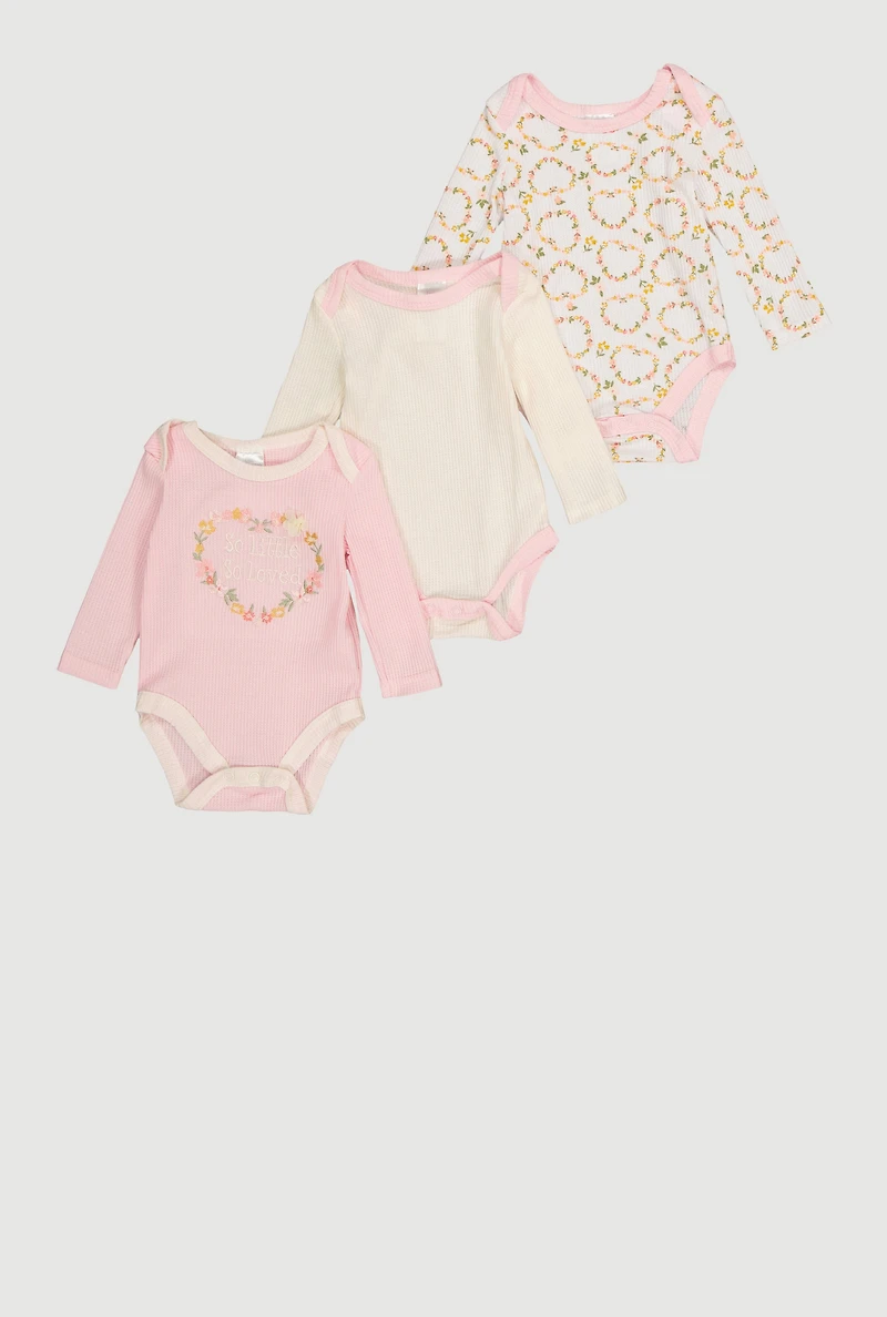 Baby Girls 0-9M So Little Loved Bodysuits 3 Pack