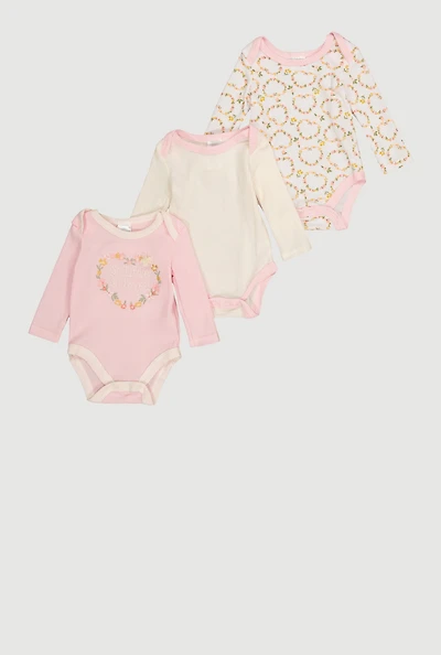 Baby Girls 0-9M So Little Loved Bodysuits 3 Pack