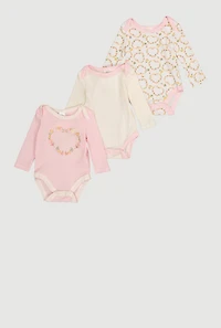 Baby Girls 0-9M So Little Loved Bodysuits 3 Pack