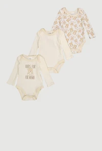 Baby Hugs For Mama Teddy Bear Print Bodysuits 3 Pack