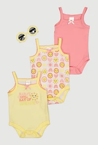 Baby Girls 0-9M Mamas Little Ray of Sunshine Bodysuits with Sunglasses