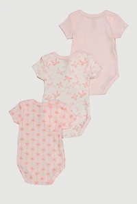 Baby Girls 0-9M Daddys Little Girl Bow Print Bodysuits 3 Pack