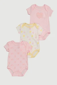 Baby Girls 0-9M Mamas Mini Heart Print Bodysuits 3 Pack