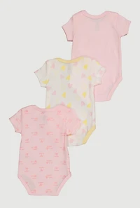 Baby Girls 0-9M Mamas Mini Heart Print Bodysuits 3 Pack