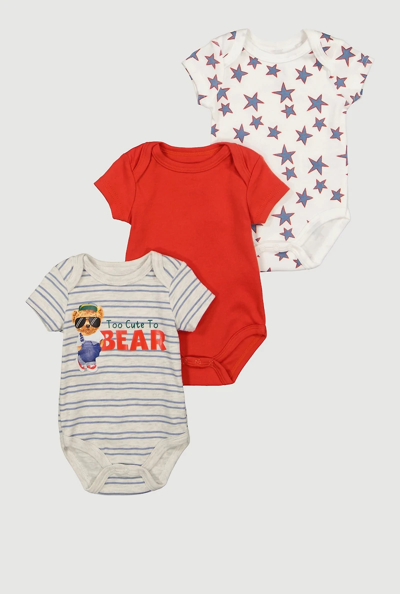 Baby Boys 0-9M Too Cute To Bear Bodysuits 3 Pack
