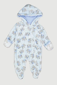 Baby Boys 0-9M Elephant Print Hooded Footed Jumpsuit