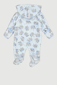 Baby Boys 0-9M Elephant Print Hooded Footed Jumpsuit