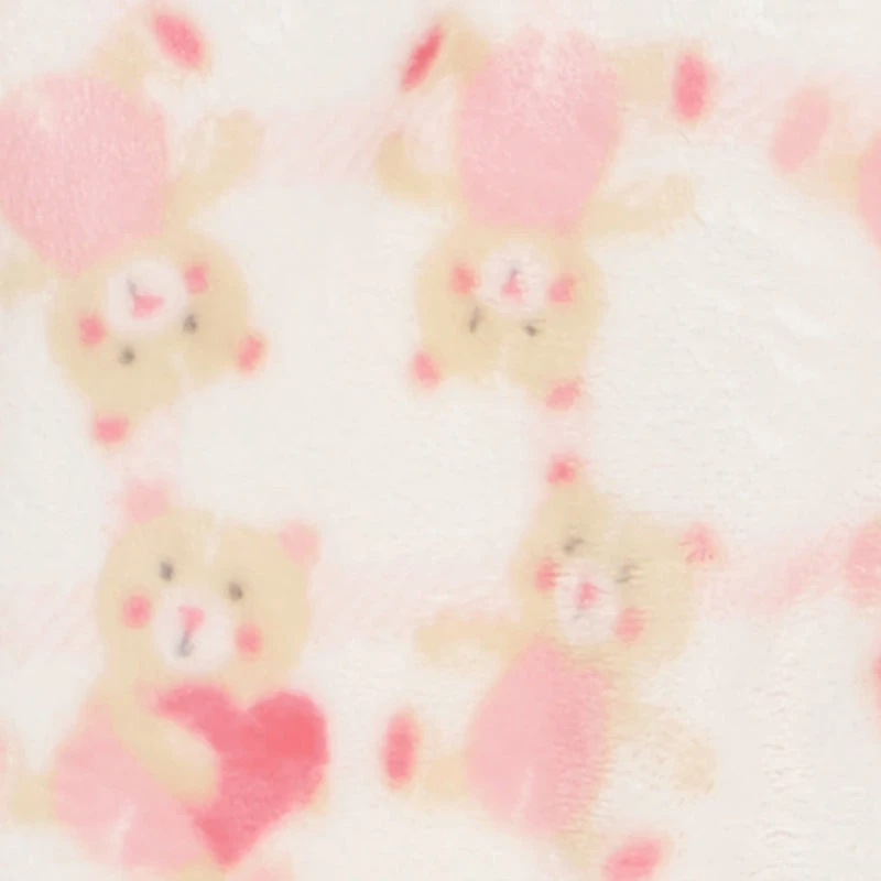 Baby Girls 0-9M Teddy Bear Print Plush Footed Jumpsuit