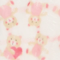 Baby Girls 0-9M Teddy Bear Print Plush Footed Jumpsuit