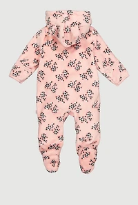 Baby Girls 0-9M Cat Embroidered Plush Footed Jumpsuit