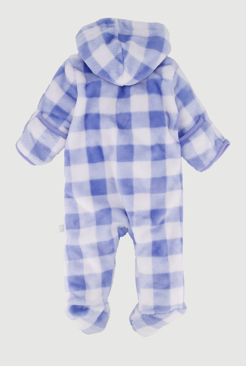 Baby Boys 0-9M Hooded Elephant Patch Graphic Footed Jumpsuit
