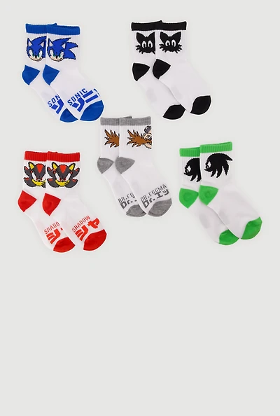 Boys Sonic The Hedgehog Crew Socks 5 Pack