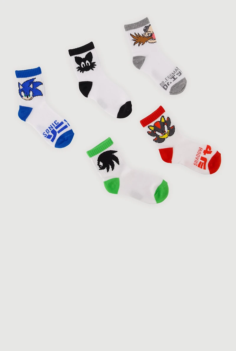 Boys Sonic The Hedgehog Crew Socks 5 Pack