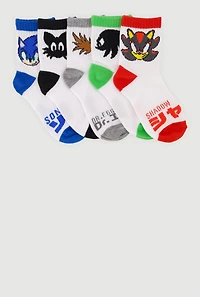 Boys Sonic The Hedgehog Crew Socks 5 Pack