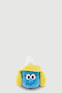 Womens Girls Plush Smurfette Slippers, White, Size 11-12