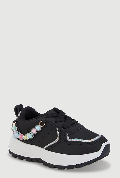 Toddler Girls Beaded Chain Detail Sneakers