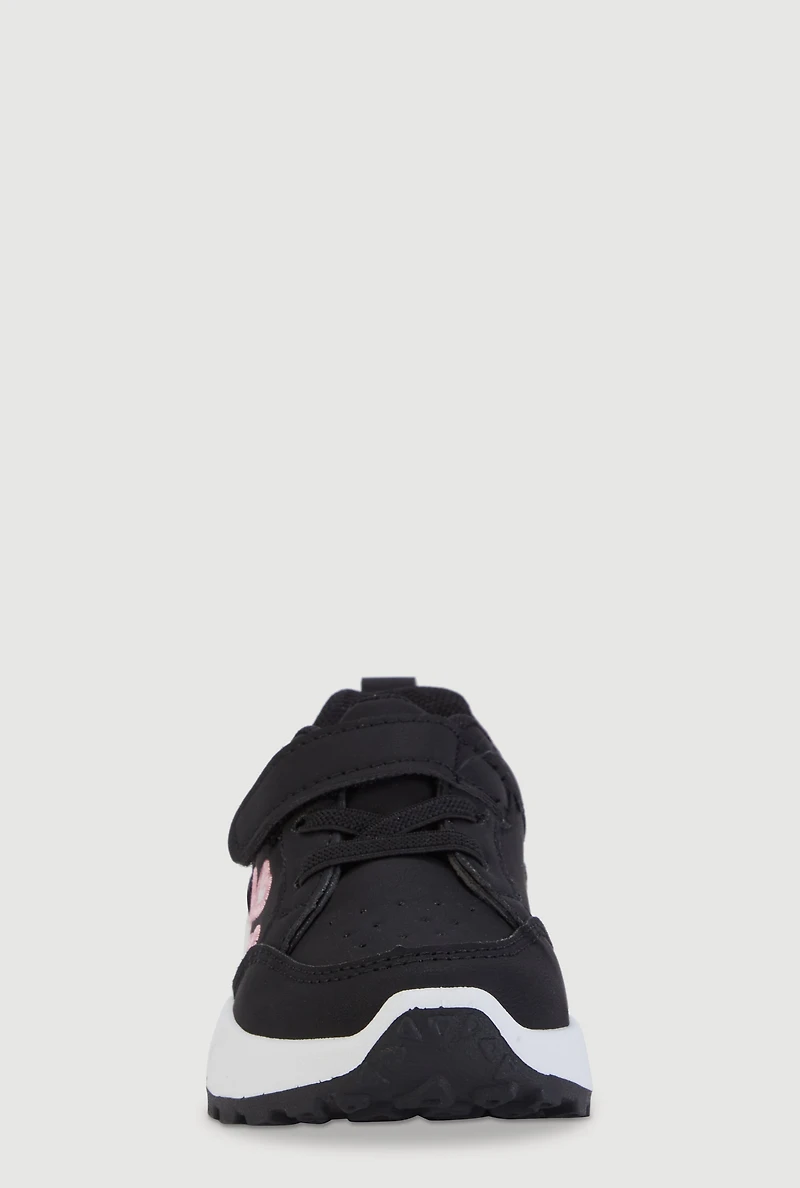 Toddler Girls Embroidered Heart Velcro Strap Sneakers