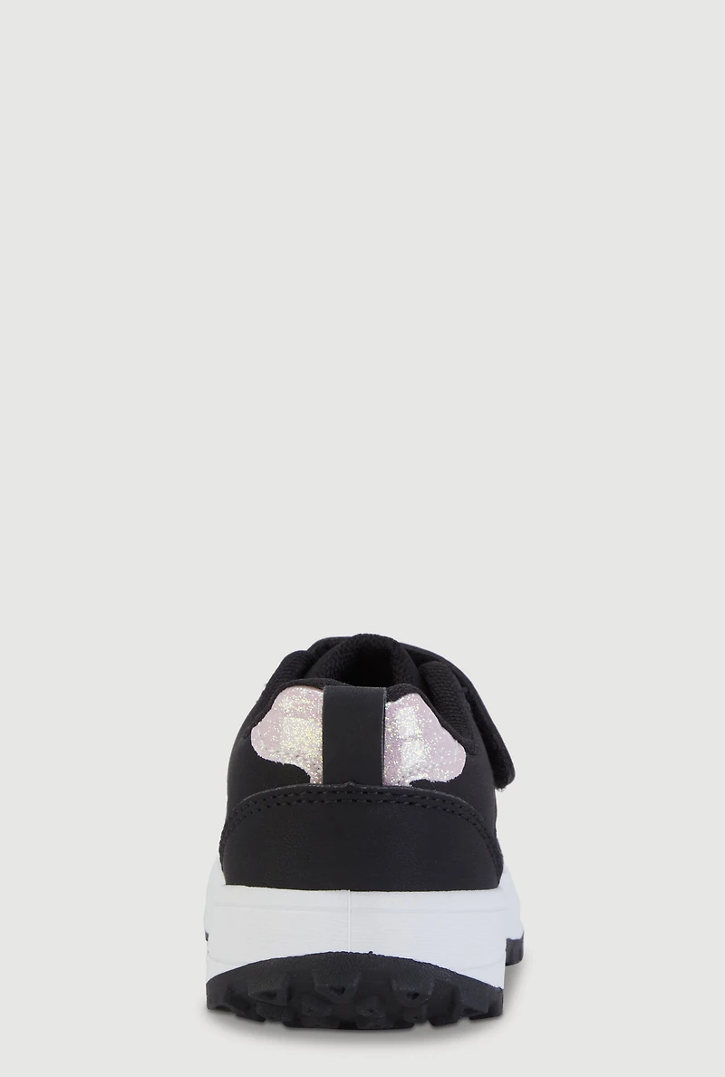 Toddler Girls Embroidered Heart Velcro Strap Sneakers