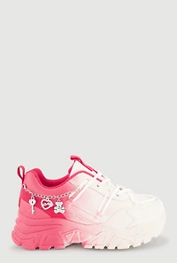 Girls Ombre Chunky Sneakers with Charm Chain Detail