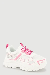 Girls Chunky Sneakers with Charm Chain Detail