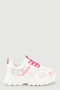 Girls Chunky Sneakers with Charm Chain Detail