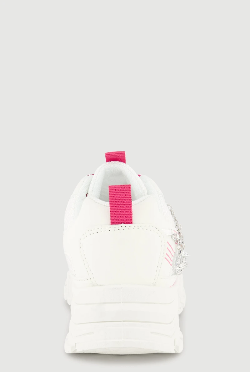 Girls Chunky Sneakers with Charm Chain Detail