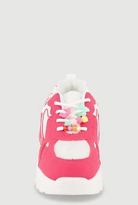 Girls Color Block Beaded Lace Up Chunky Sneakers