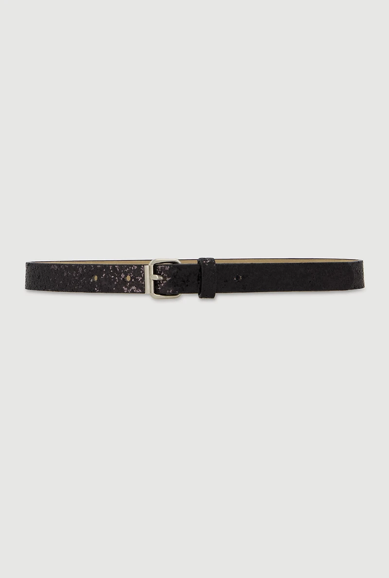 Girls Glittery Star Buckle Detail Belts 2 Pack