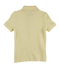 French Toast Girls 4-6x Scalloped Collar Interlock Polo Shirt, Yellow, Size 6-6X