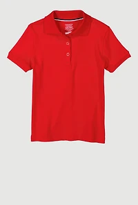 French Toast Girls 4-6x Picot Trim Short Sleeve Polo Shirt, Red, Size XS