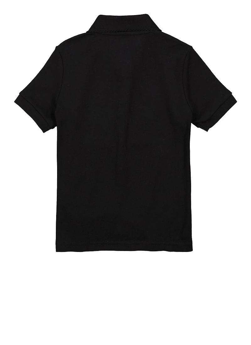 French Toast Girls 4-6x Interlock Polo Shirt, Black, Size 6-6X