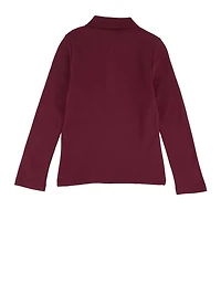 French Toast Girls 4-6x Solid Long Sleeve Interlock Polo Shirt, Burgundy, Size 4-5