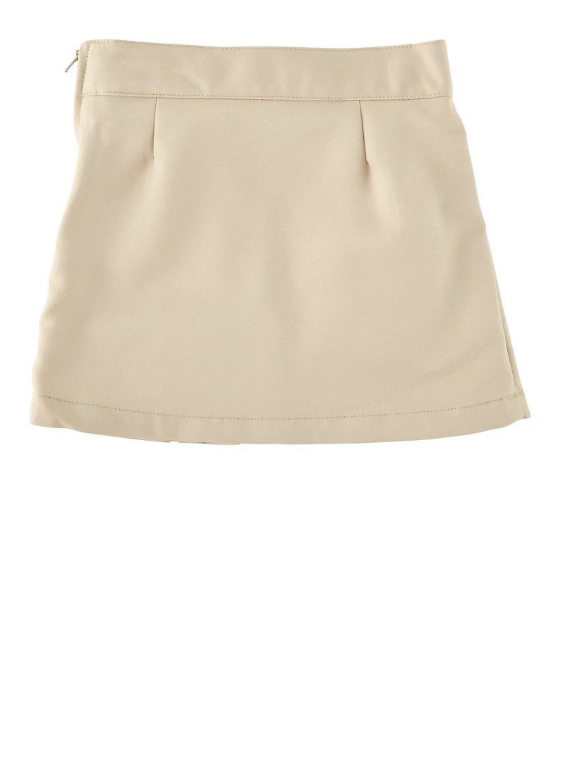 French Toast Girls 4-6x Front Pleated Tab Skirt, Khaki,