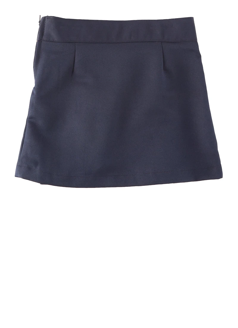 French Toast Girls 4-6x Front Pleated Zip Side Skirt, Blue,