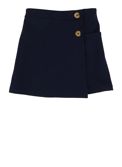 French Toast Girls 4-6x Stretch Double-Button Skort, Blue, Size 4-5