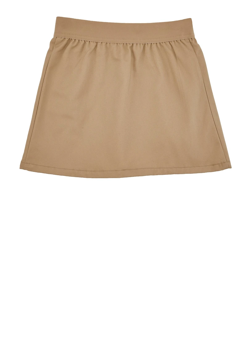 French Toast Girls 4-6x Bow Detail Pleated Skort, Khaki, Size 6X
