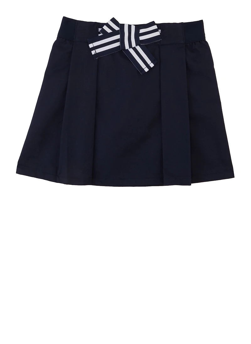 French Toast Girls 4-6x Bow Front Scooter Skirt, Blue, Size 4